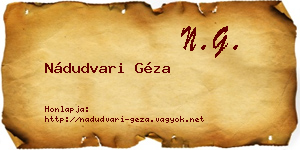 Nádudvari Géza névjegykártya