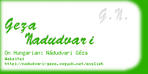 geza nadudvari business card